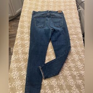 American Eagle High-Waisted Jeggings, Size 14, Stretch, Dark Wash, Denim Blue